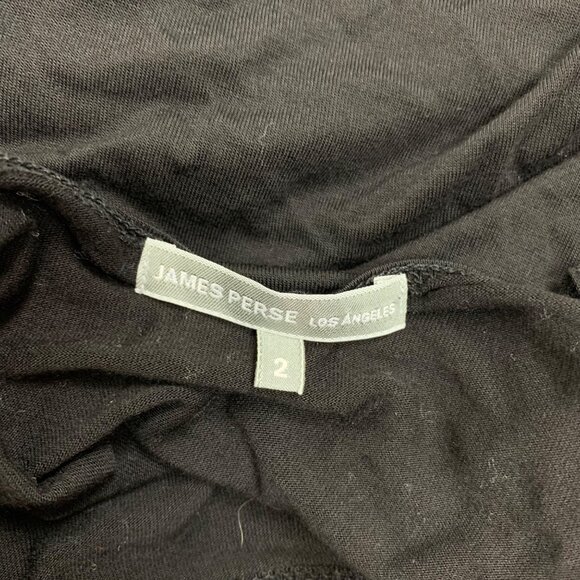 James Perse Black Long Sleeve Tencel Dress Size 2 Made In USA Drop Waist - Picture 3 of 7